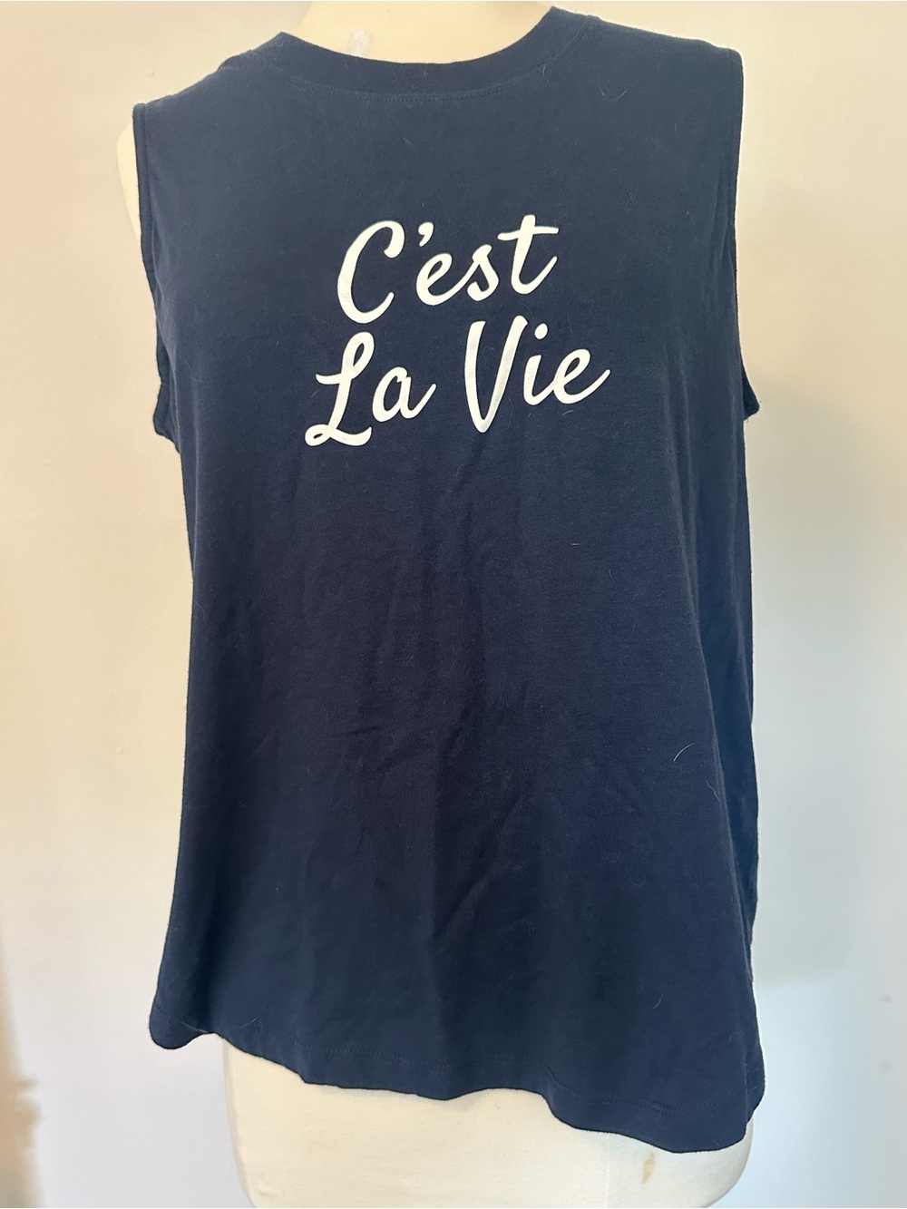 Time and Tru Navy Graphic Tank Top - C'est La Vie